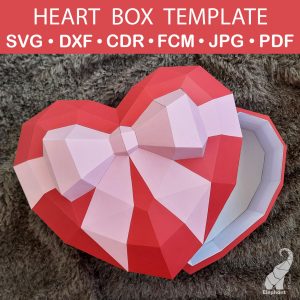 Low poly paper heart box template – SVG for Cricut, DXF for Silhouette ...