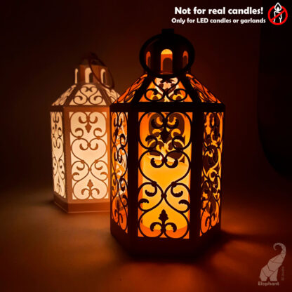 Paper lantern template with "forged" elements - SVG for Cricut, studio3 for Silhouette, FCM for Brother, PDF cut files