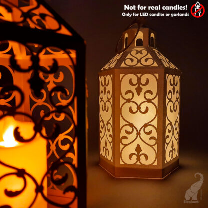 Paper lantern template with "forged" elements - SVG for Cricut, studio3 for Silhouette, FCM for Brother, PDF cut files