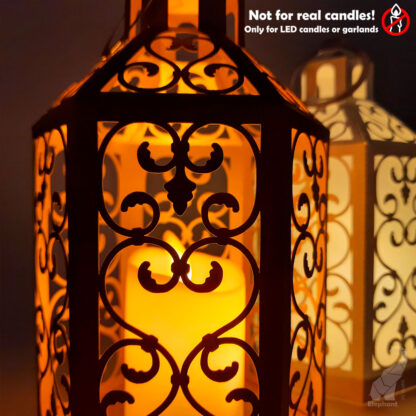 Paper lantern template with "forged" elements - SVG for Cricut, studio3 for Silhouette, FCM for Brother, PDF cut files