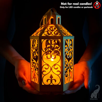 Paper lantern template with "forged" elements - SVG for Cricut, studio3 for Silhouette, FCM for Brother, PDF cut files